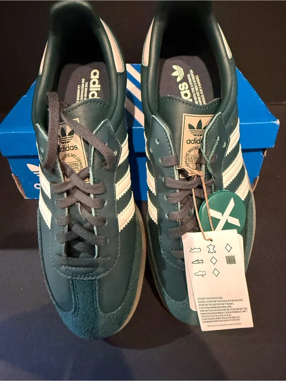 Adidas Samba OG J Men's Green Leather Sneakers 6.5M/7.5W